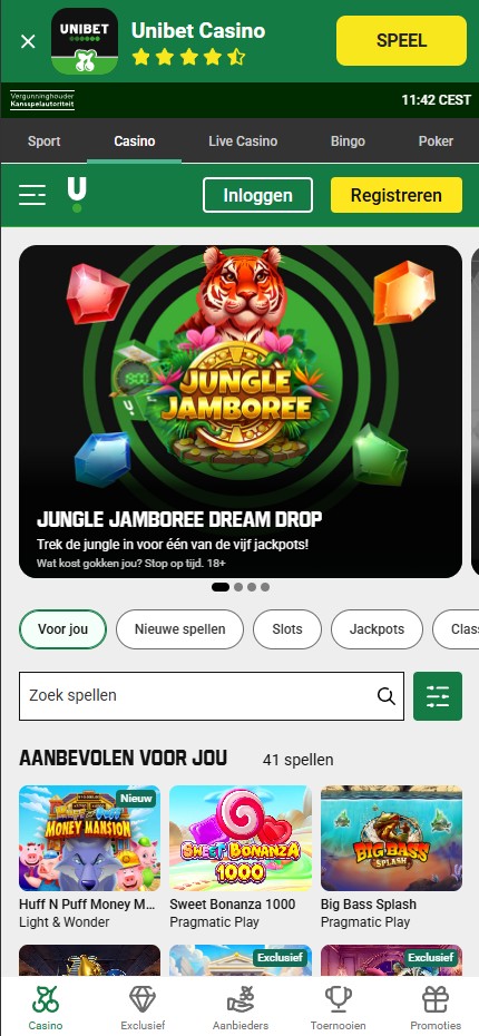 Unibet mobile home